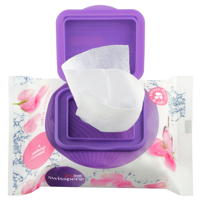 Swisspers Micellar and Rosewater Facial Wipes 25 pack