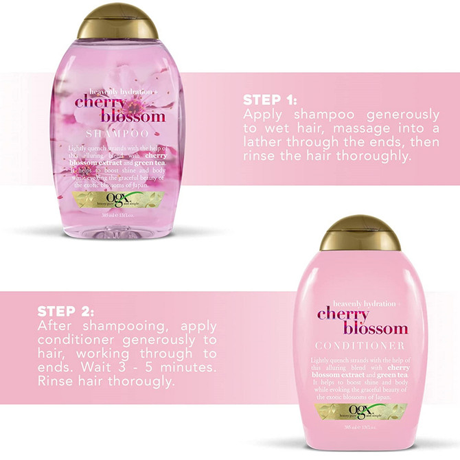 Ogx Heavenly Hydration + Shine Cherry Blossom Shampoo For Thin And Fine Hair 385mL