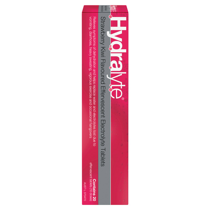 Hydralyte Effervescent Electrolyte Tablets Strawberry Kiwi Flavoured 20 Tablets