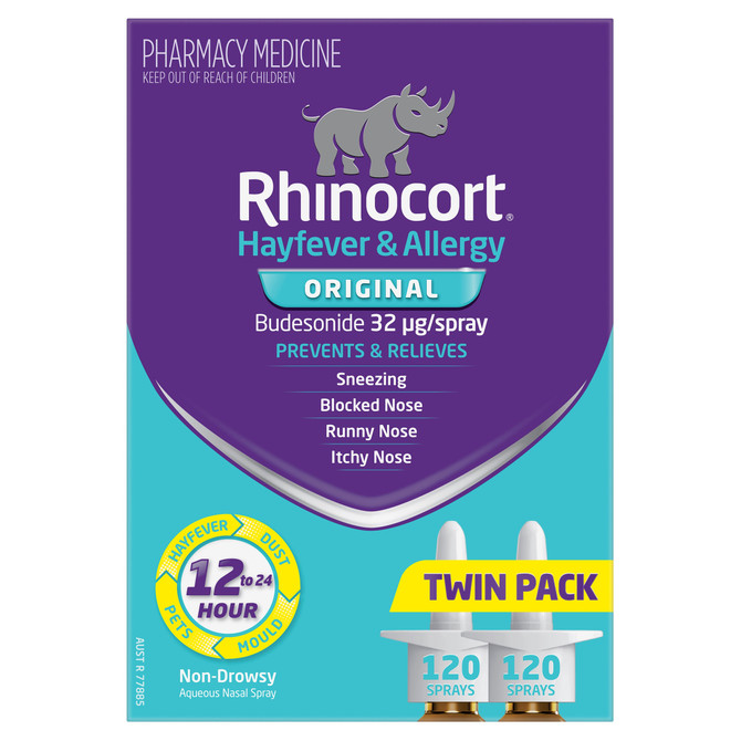 Rhinocort Original Non-Drowsy Hayfever & Allergy Relief Nasal Spray Twin Pack 2 x 120 Sprays