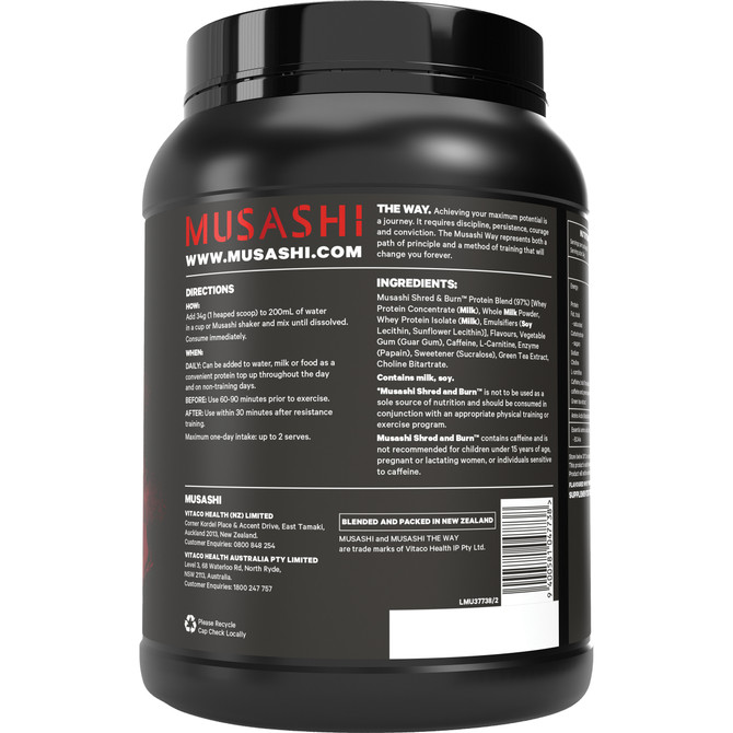 Musashi Shred & Burn Protein Vanilla 900g