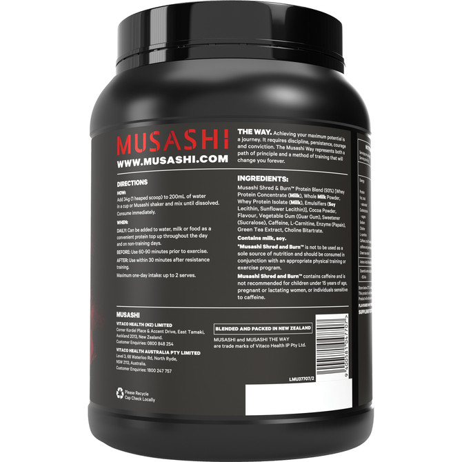 Musashi Shred & Burn Protein Chocolate 900g