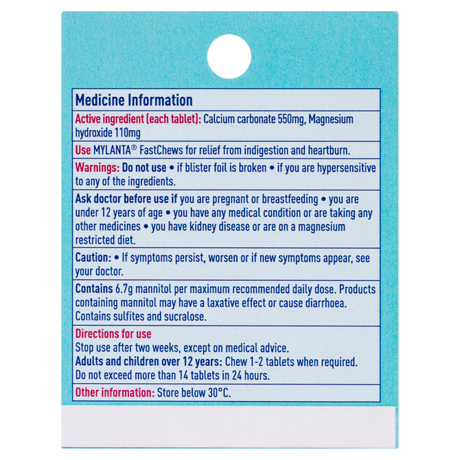 Mylanta 2Go Antacid FastChews Tablets Mint 3 x 8 Pack