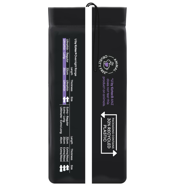 U by Kotex Ultrathin Overnight Pads Long with Wings 8 Pack