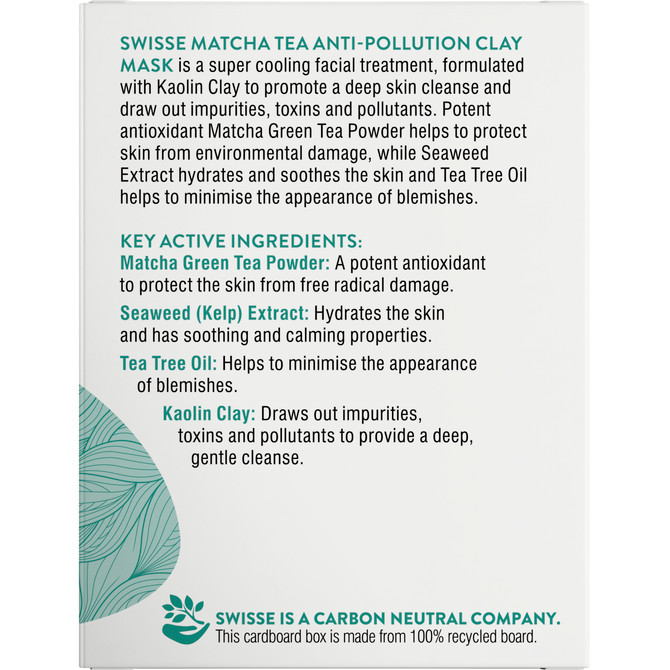 Swisse Skincare Matcha Tea Anti-Pollution Clay Mask 70g