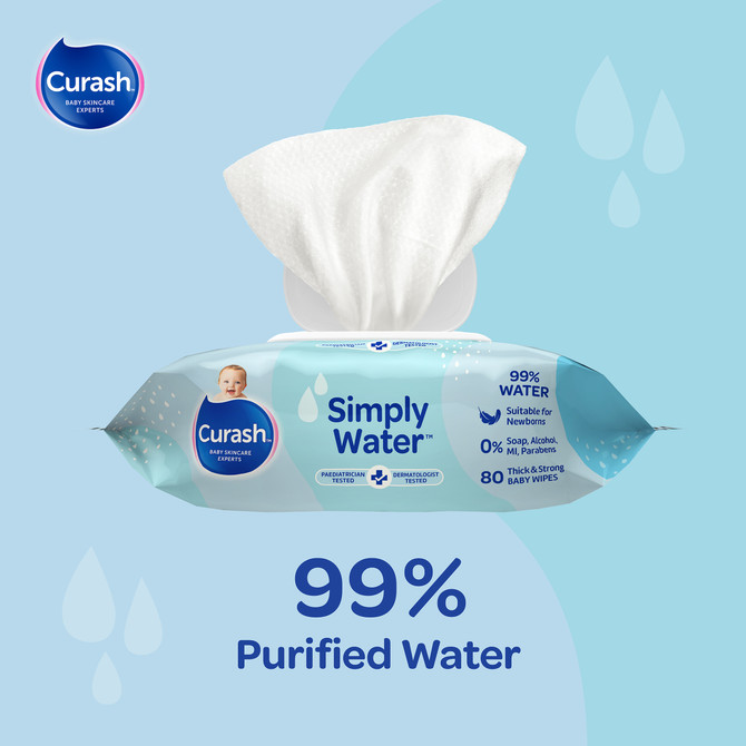 Curash Simply Water Baby Wipes 3 x 80 Pack