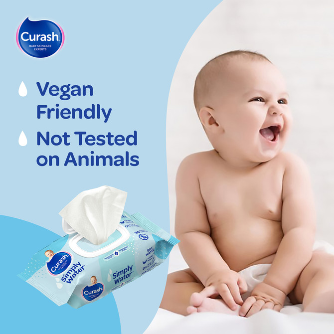 Curash Simply Water Baby Wipes 3 x 80 Pack