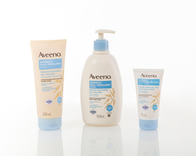 Aveeno Dermexa Fast & Long Lasting Fragrance Free Body Balm Soothe & Moisturise Dry Itchy Sensitive Eczema Prone Skin 75mL
