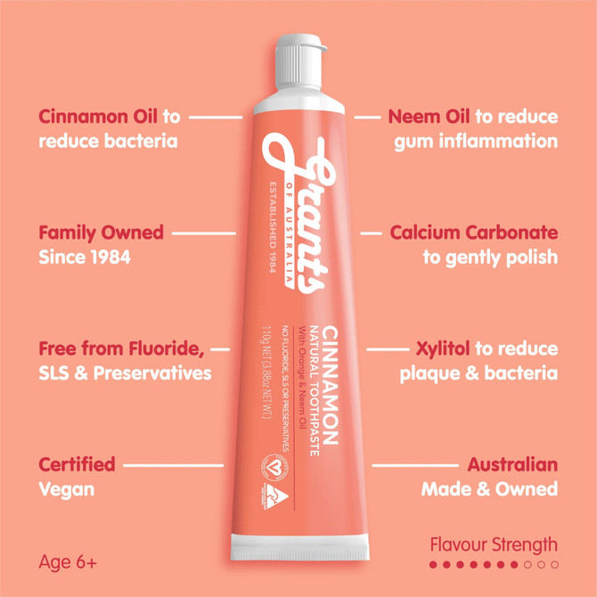 Grants Cinnamon Natural Fluoride Free Toothpaste 110g