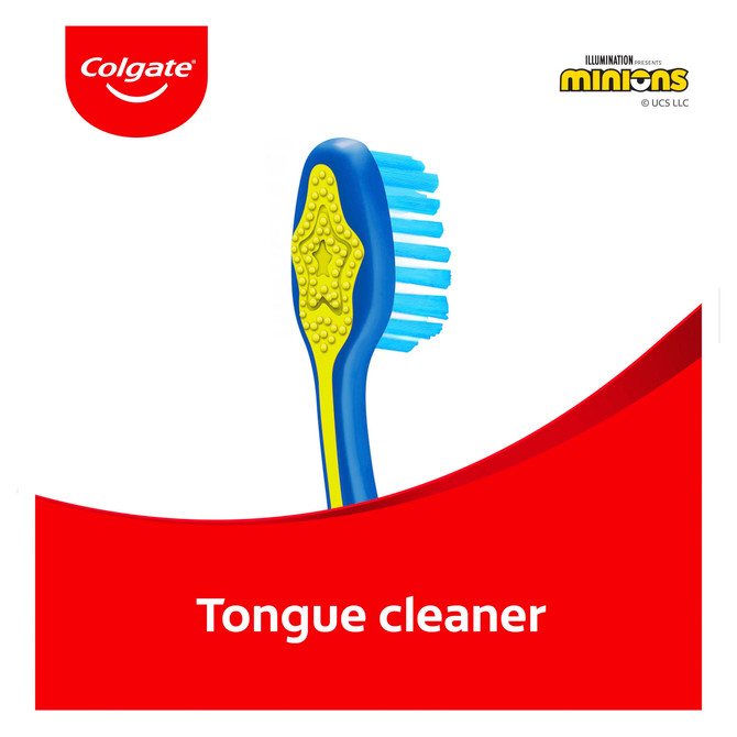 Colgate Kids Minions Manual Toothbrush for Children 6+ Years, Value 2 Pack, Extra Soft Bristles, Colours May Vary