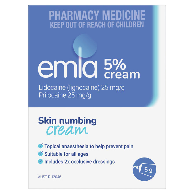 Emla 5% Numbing Cream 5g with 2 Dressings