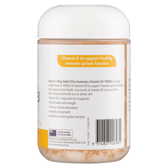 Nature's Way Adult Vita Gummies Vitamin D3 1000IU 120 Lemon Flavoured Pastilles (soft gummies)