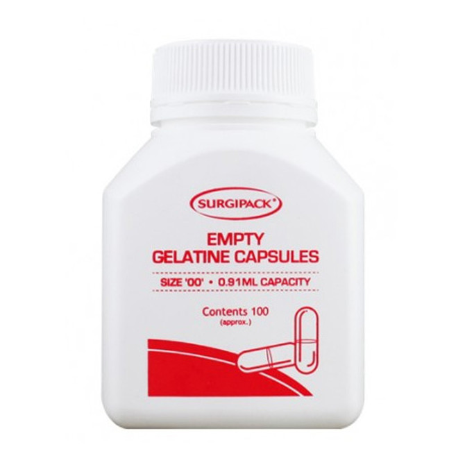Surgipack Empty Gelatine Capsules Size 00 100 Pack