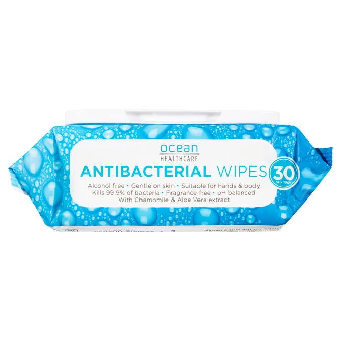 Ocean Healthcare Antibacterial Wipes 30 Pack