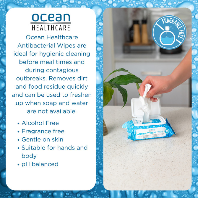 Ocean Healthcare Antibacterial Wipes 30 Pack