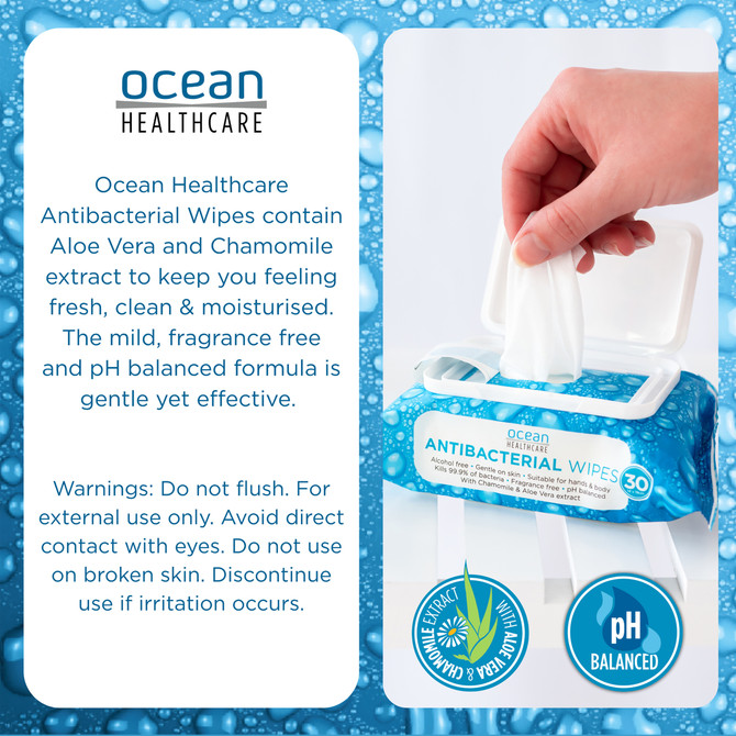 Ocean Healthcare Antibacterial Wipes 30 Pack