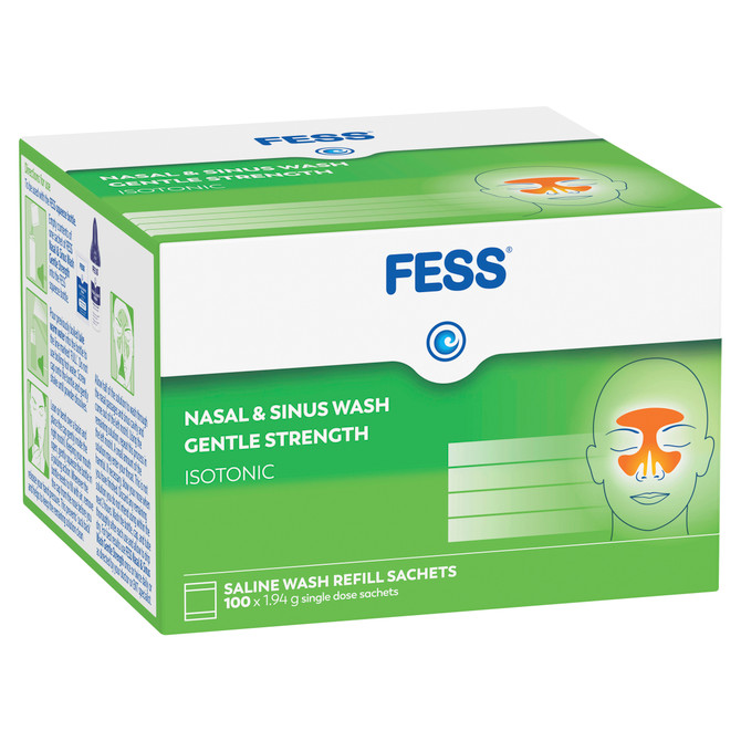 FESS Nasal & Sinus Wash Gentle Strength Refill Sachets 100 x 1.94g