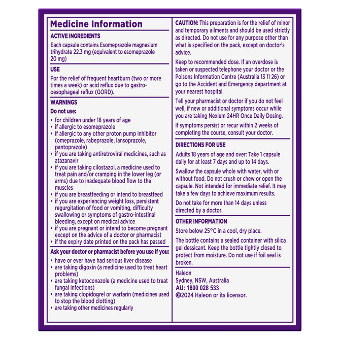 Nexium 24HR Once Daily Dosing 14 Mini Capsules