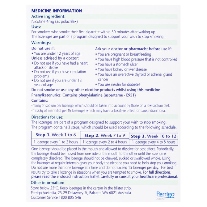 Nicotinell Stop Smoking Peppermint Lozenge Extra Strength 4mg 72 Pack