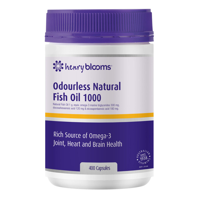 Henry Blooms Odourless Natural Fish Oil 1000mg Capsules 400