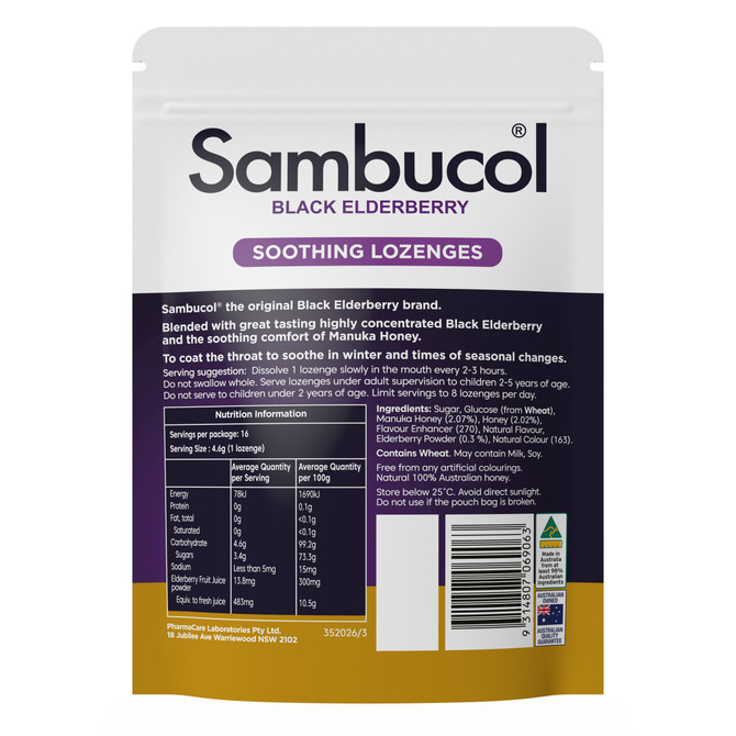 Sambucol Black Elderberry Soothing Throat Lozenges 16s