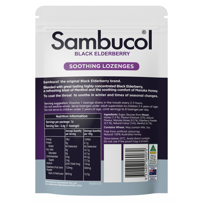 Sambucol Soothing Nose & Throat Lozenge 16 Pack