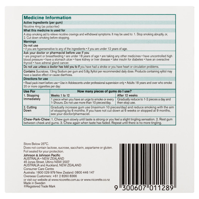 Nicorette Quit Smoking Extra Strength Nicotine Gum Icy Mint 150 Pack