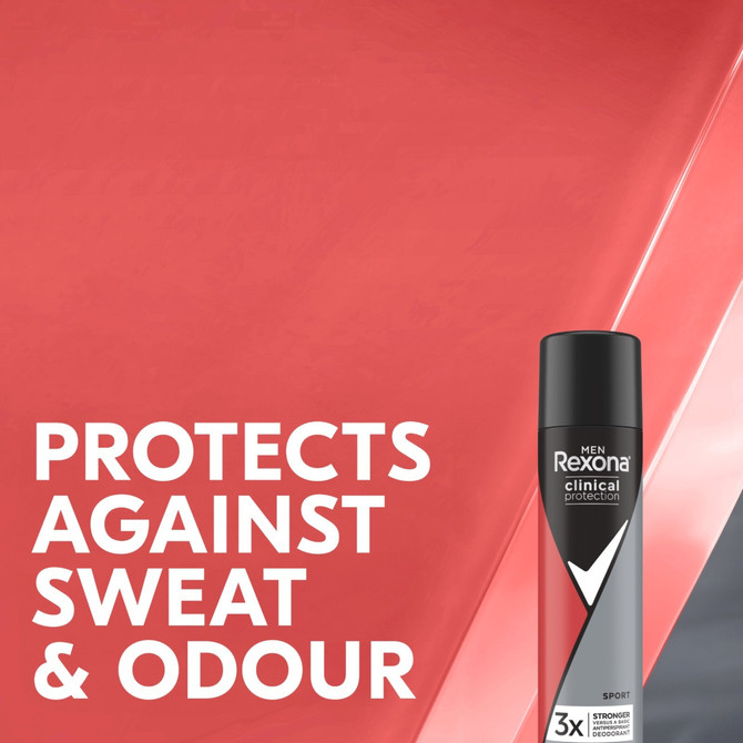 Rexona Men Clinical Protection Deodorant aerosol antiperspirant Sport for 3x stronger protection* 180 mL