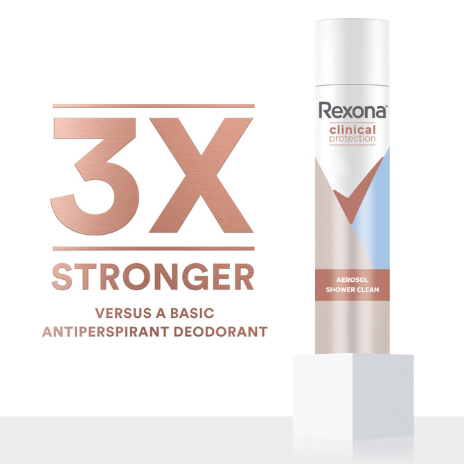 Rexona Women Clinical Protection Antiperspirant deodorant aerosol Shower Clean for 3x stronger protection* 180 mL