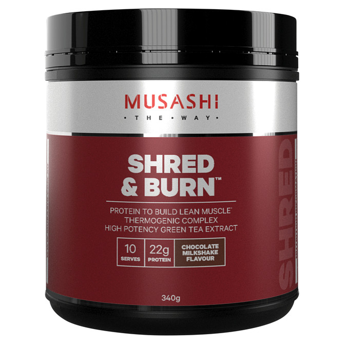 Musashi Shred & Burn Protein Powder Chocolate Milkshake 340g