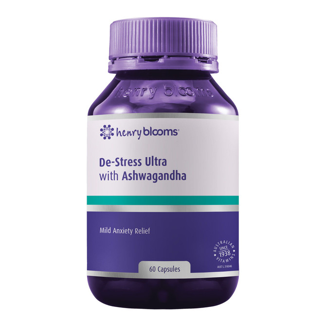 Henry Blooms De-Stress Ultra with Ashwagandha Vege Capsules 60