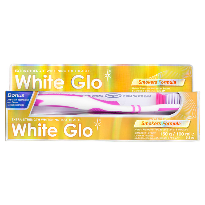 White Glo Smokers Formula Extra Strength Whitening Toothpaste + Toothbrush