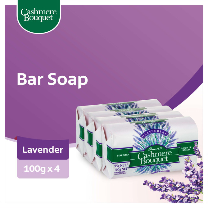 Cashmere Bouquet Fine Bar Soap, 4 x 100g, Lavender