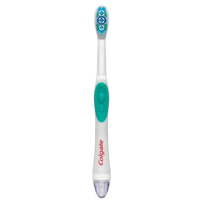 Colgate 360° Optic White Battery Powered Whitening Toothbrush, 1 Pack, Medium with Vibrating & Polishing Bristles