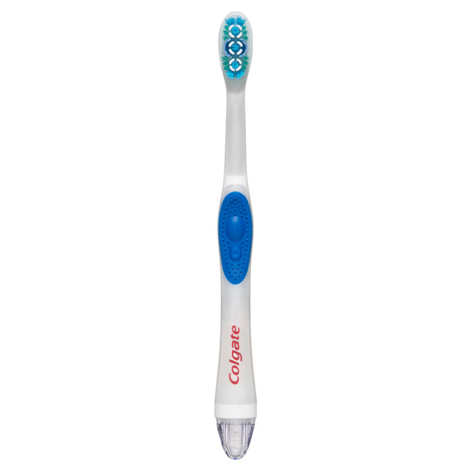 Colgate 360° Optic White Battery Powered Whitening Toothbrush, 1 Pack, Soft with Vibrating & Polishing Bristles