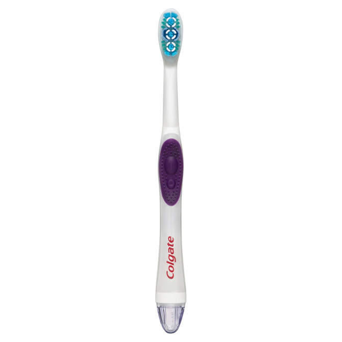 Colgate 360° Optic White Battery Powered Whitening Toothbrush, 1 Pack, Soft with Vibrating & Polishing Bristles