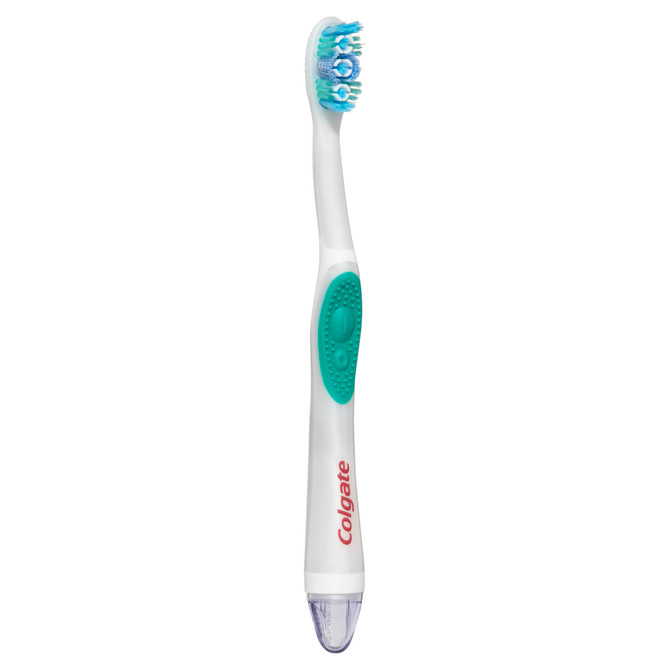 Colgate 360° Optic White Battery Powered Whitening Toothbrush, 1 Pack, Soft with Vibrating & Polishing Bristles