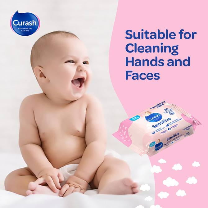 Curash Fragrance Free Baby Wipes 20 Pack