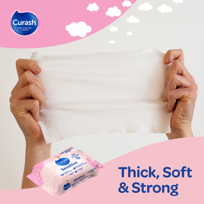 Curash Sensitive Fragrance Free Baby Wipes 20 Pack