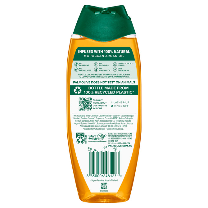 Palmolive Naturals Body Wash, 500mL, Moroccan Argan Oil, No Parabens or Phthalates