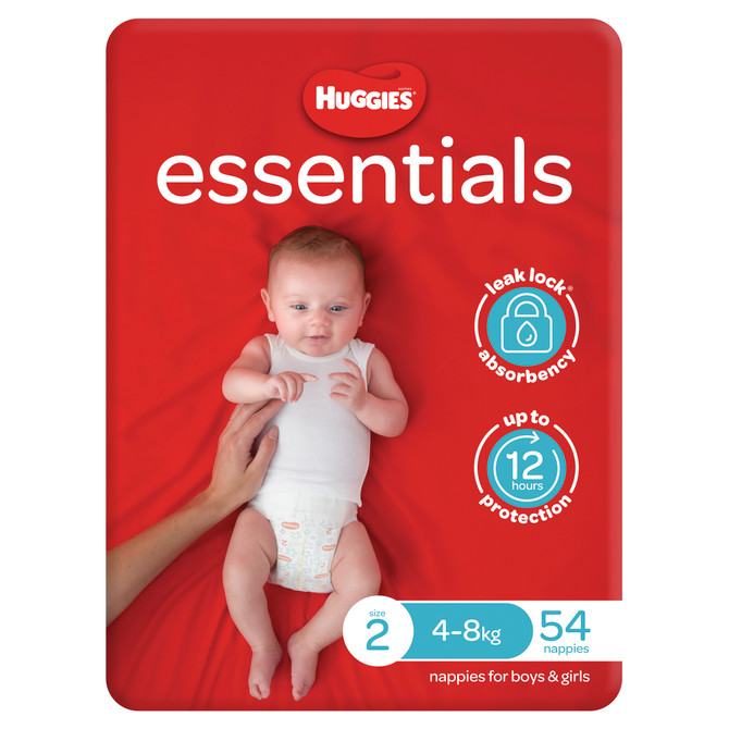 Huggies Essentials Nappies Size 2 (4-8kg) 54 Pack