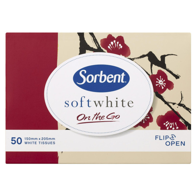 Sorbent Soft White On The Go Tissues 50