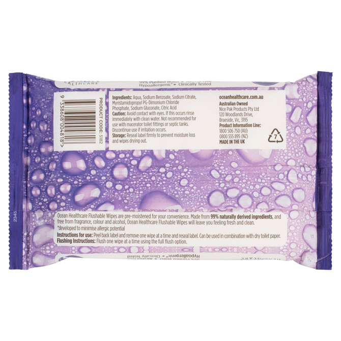 Ocean Healthcare Flushable Wipes 40 Pack