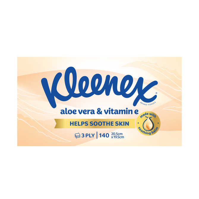 Kleenex Aloe Vera & Vitamin E 3 Ply Facial Tissues 140 Pack