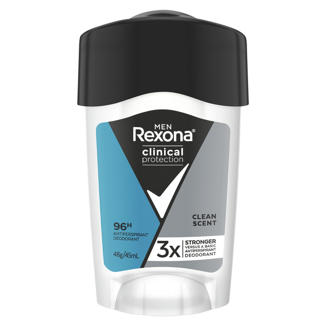 Rexona Men Clinical Protection Antiperspirant deodorant cream Clean Scent for 3x stronger protection* 45 mL