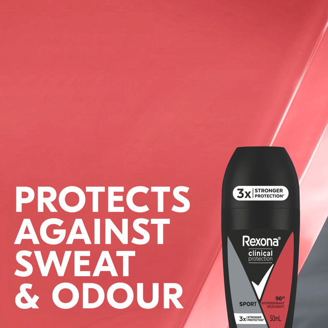 Rexona Men Clinical Protection Deodorant roll on antiperspirant Sport for 3x stronger protection* 50 mL
