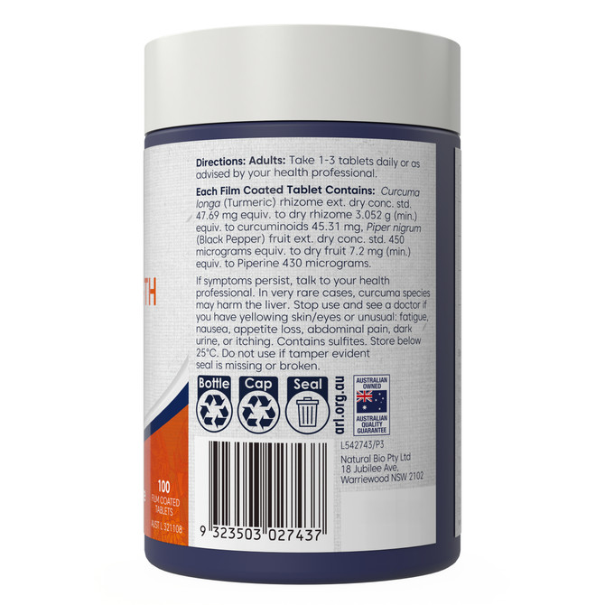 Bioglan Hi-Zorb Triple Strength Turmeric 100 Tablets