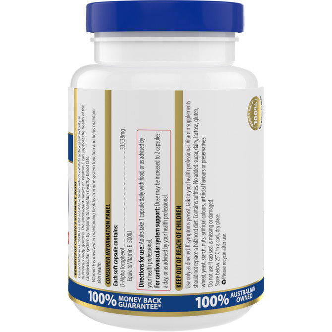 Caruso’s Vitamin E 500IU 150 Capsules