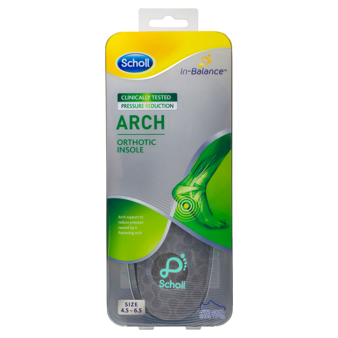 Scholl In-Balance Arch Orthotic Insole Small Size 4.5 - 6.5