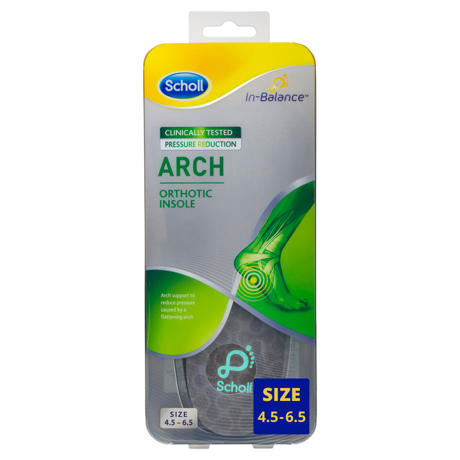 Scholl In-Balance Arch Orthotic Insole Small Size 4.5 - 6.5